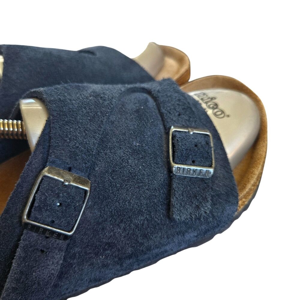 Birkenstock Zurich Sandals EU 40 Regular New Navy Blue Soft Footed Suede Slides - Picture 4 of 13
